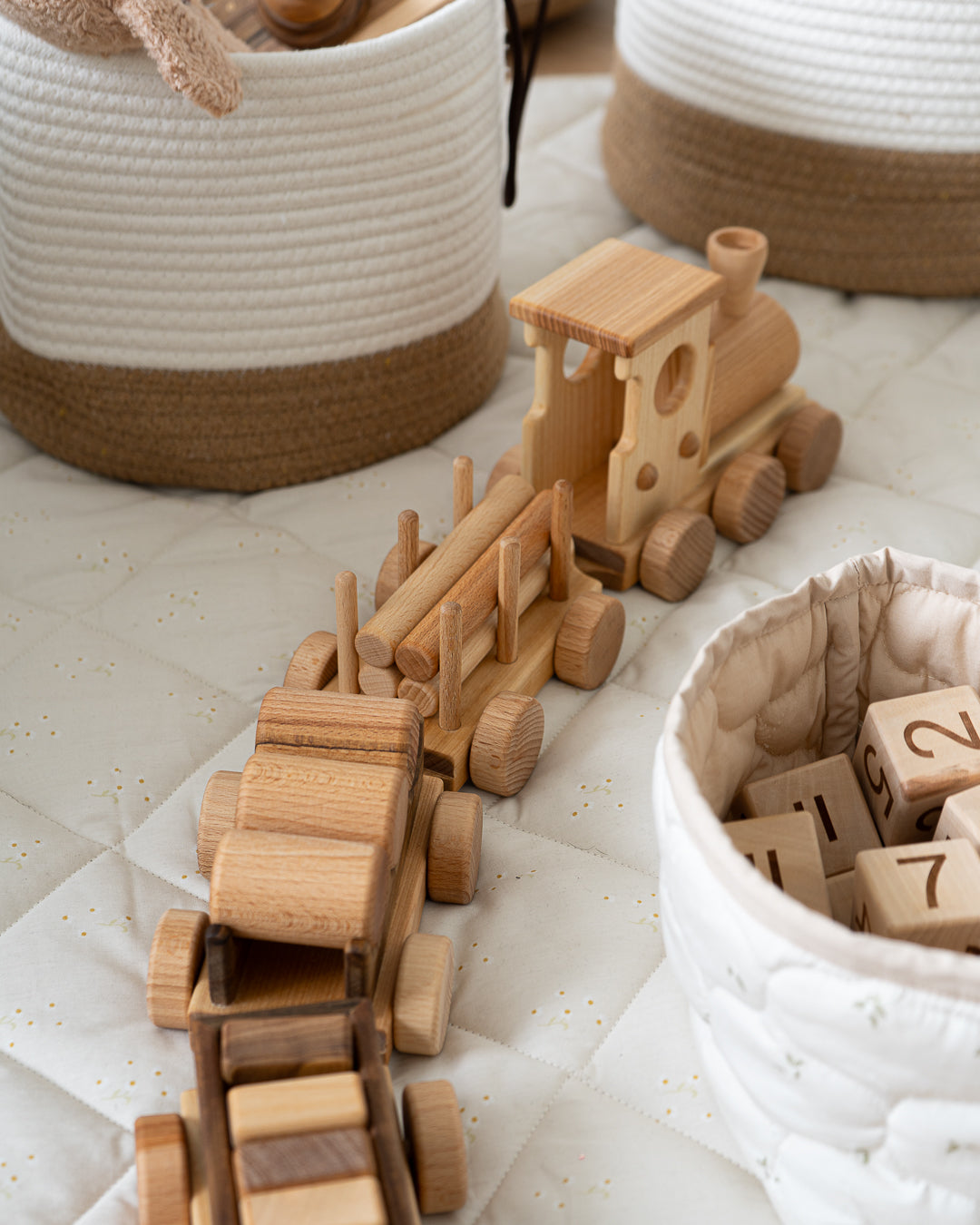 Classic Train and Wooden Building Blocks
