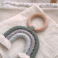 Baby Wooden Rattle, Rainbow Macrame Teether