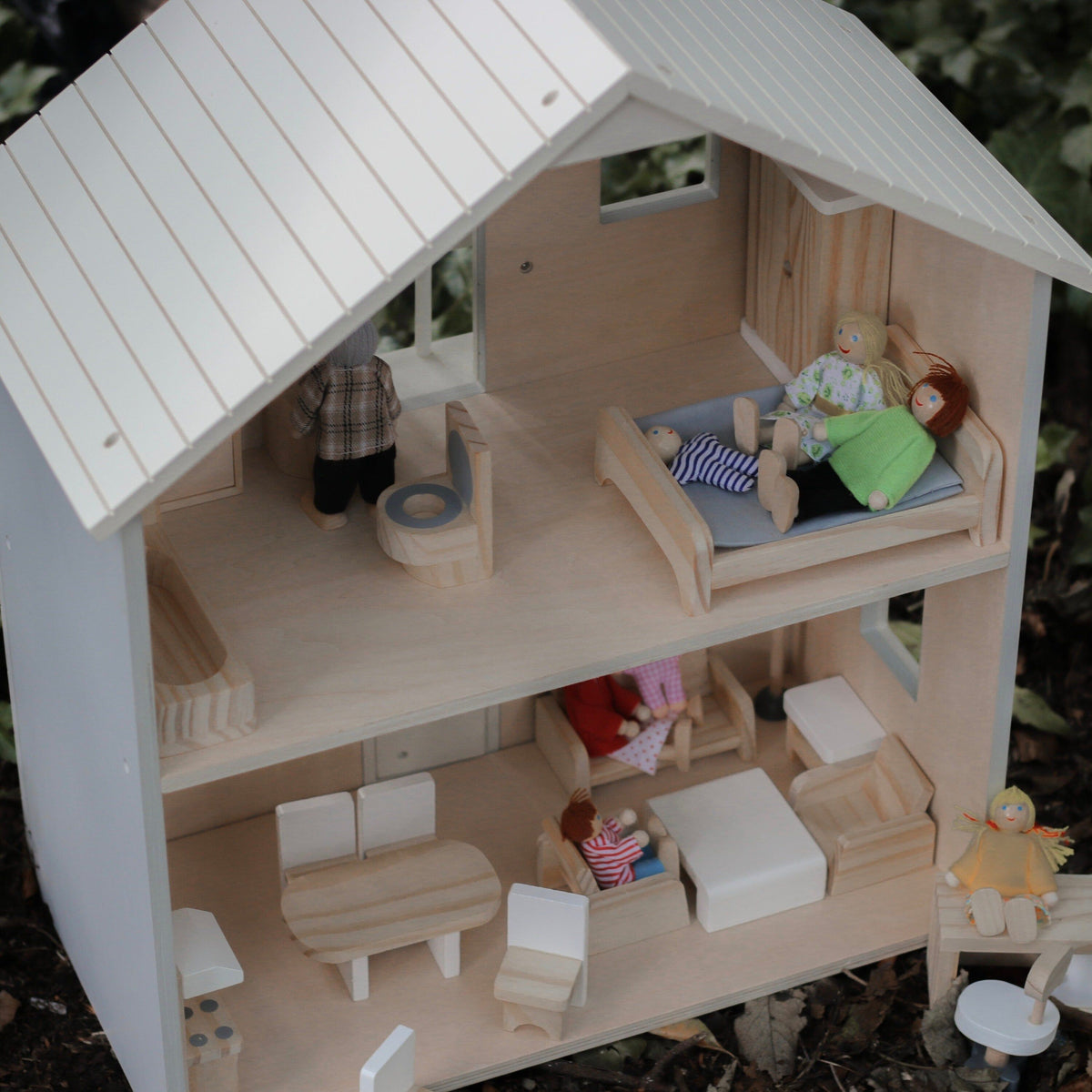 Grey Wooden Open Doll House