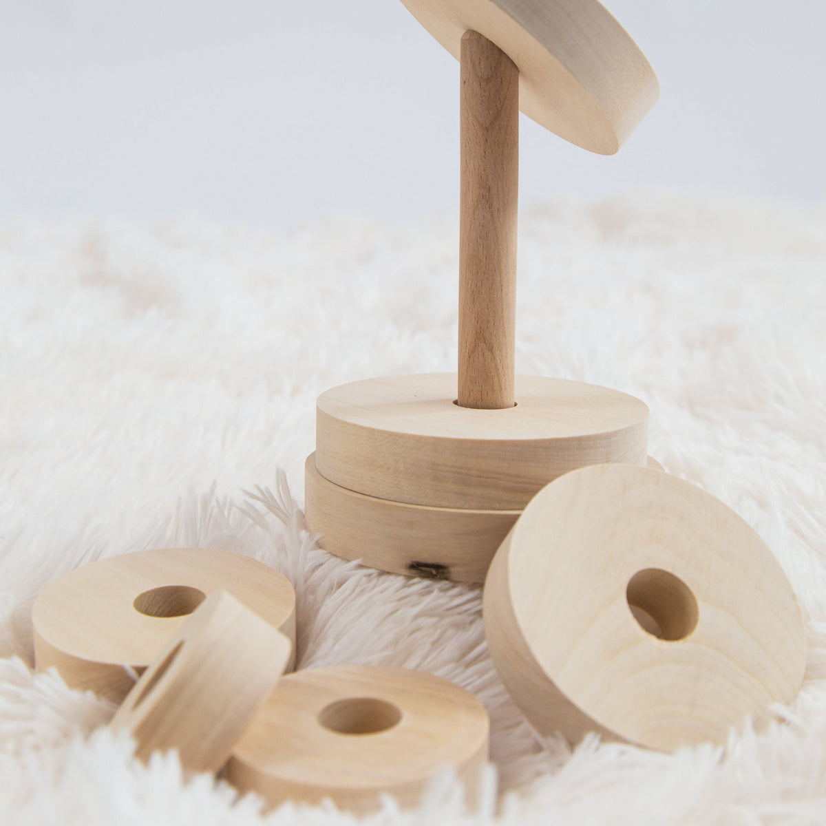 Natural Wooden Stacking Pyramid & Peg Board Sorter