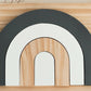 Grey Wooden Rainbow Puzzle Board, Nursery Decor
