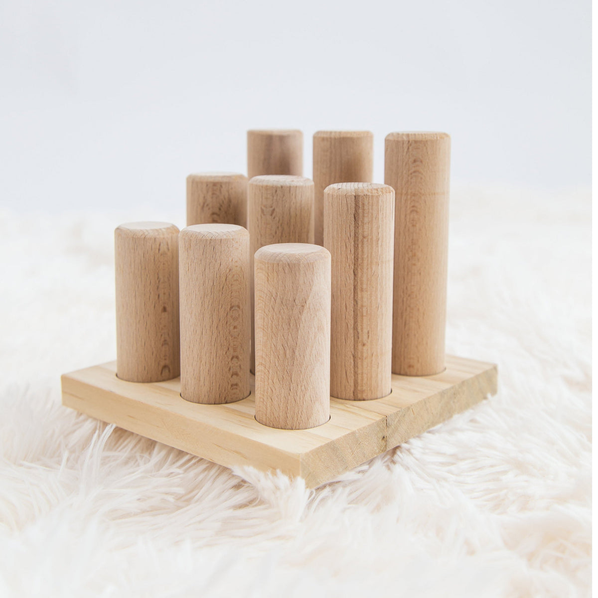 Natural Wooden Stacking Pyramid & Peg Board Sorter